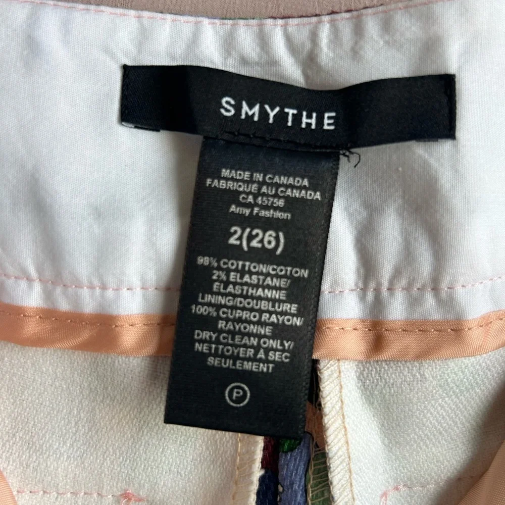 Smythe Floral Jacquard Straight‎ Leg Trousers Sz 2/26 Cotton Blend - Picture 5 of 5